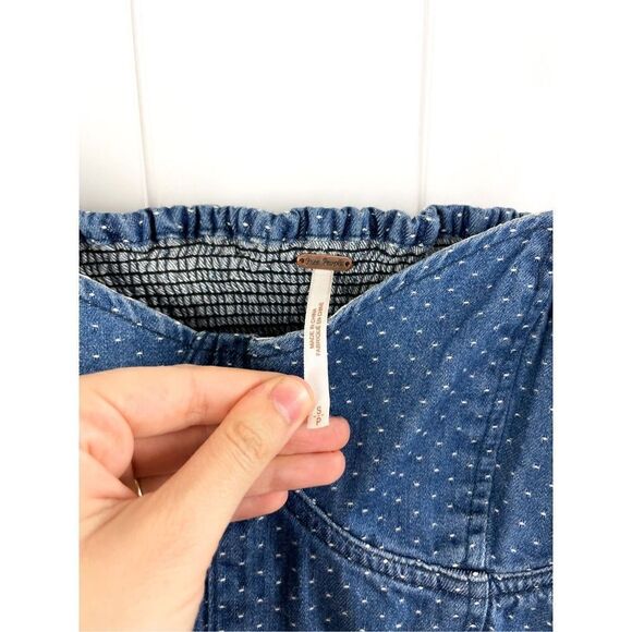 Free People Polka Dot Denim Bustier Mini Dress PLL Size S - Picture 5 of 16